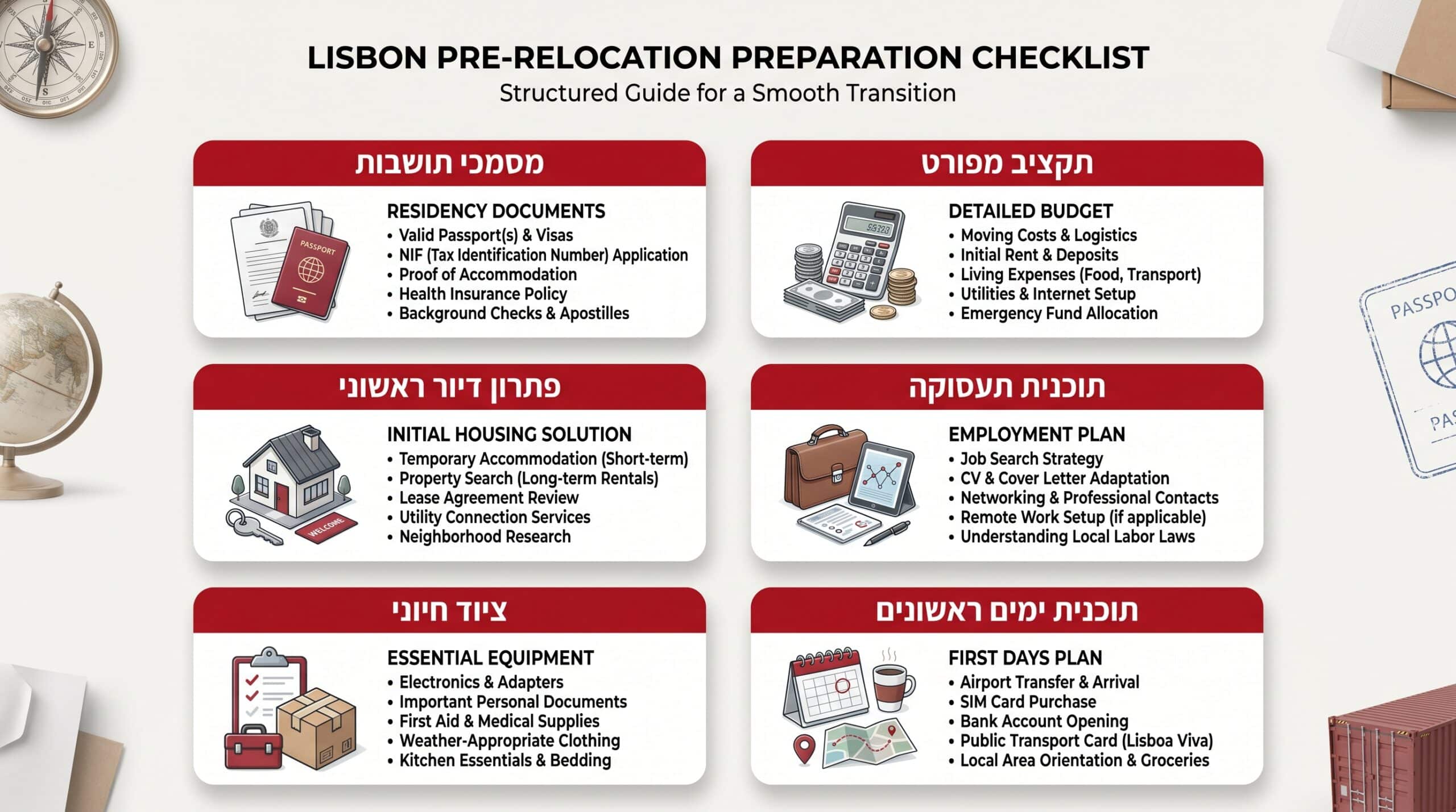 מה צריך להכין לפני המעבר לליסבון - רשימת מכולת לרילוקיישן מוצלח